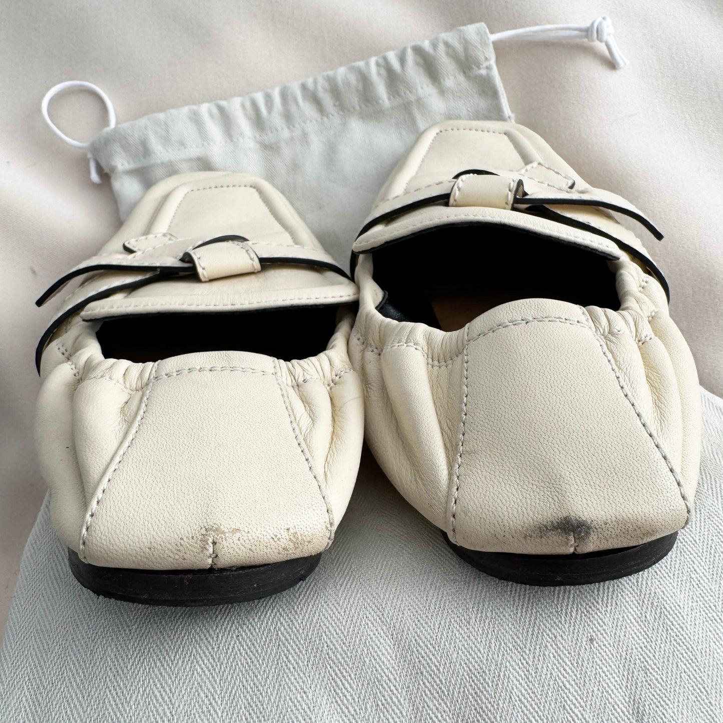 Loewe "Gate" leather loafers in Ivory, size 39