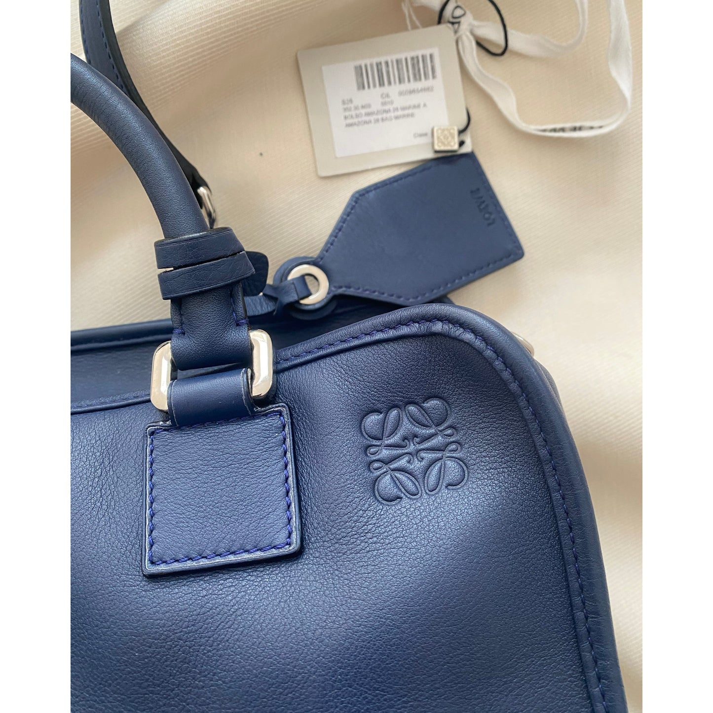 Loewe Amazona 28 Bag in Navy Nappa Calfskin