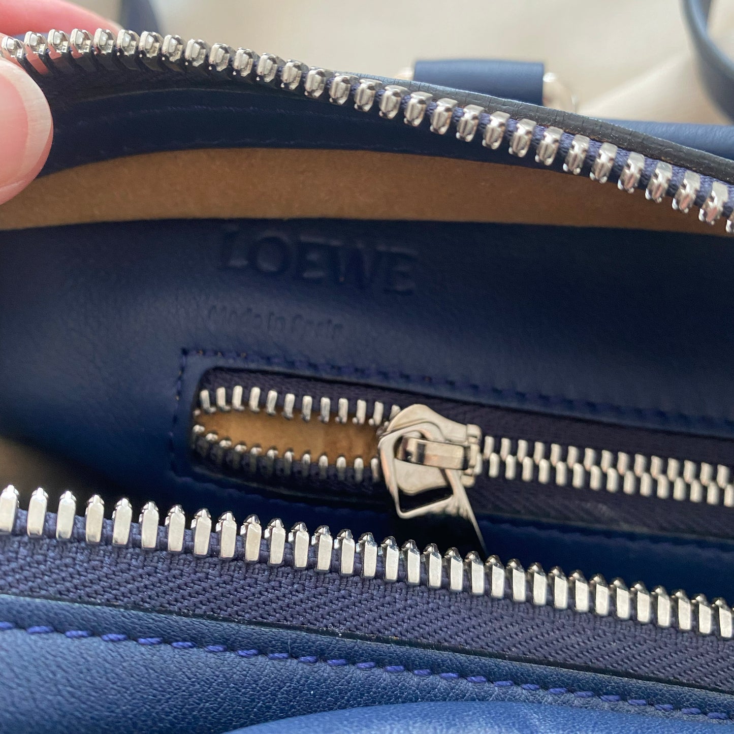 Loewe Amazona 28 Bag in Navy Nappa Calfskin