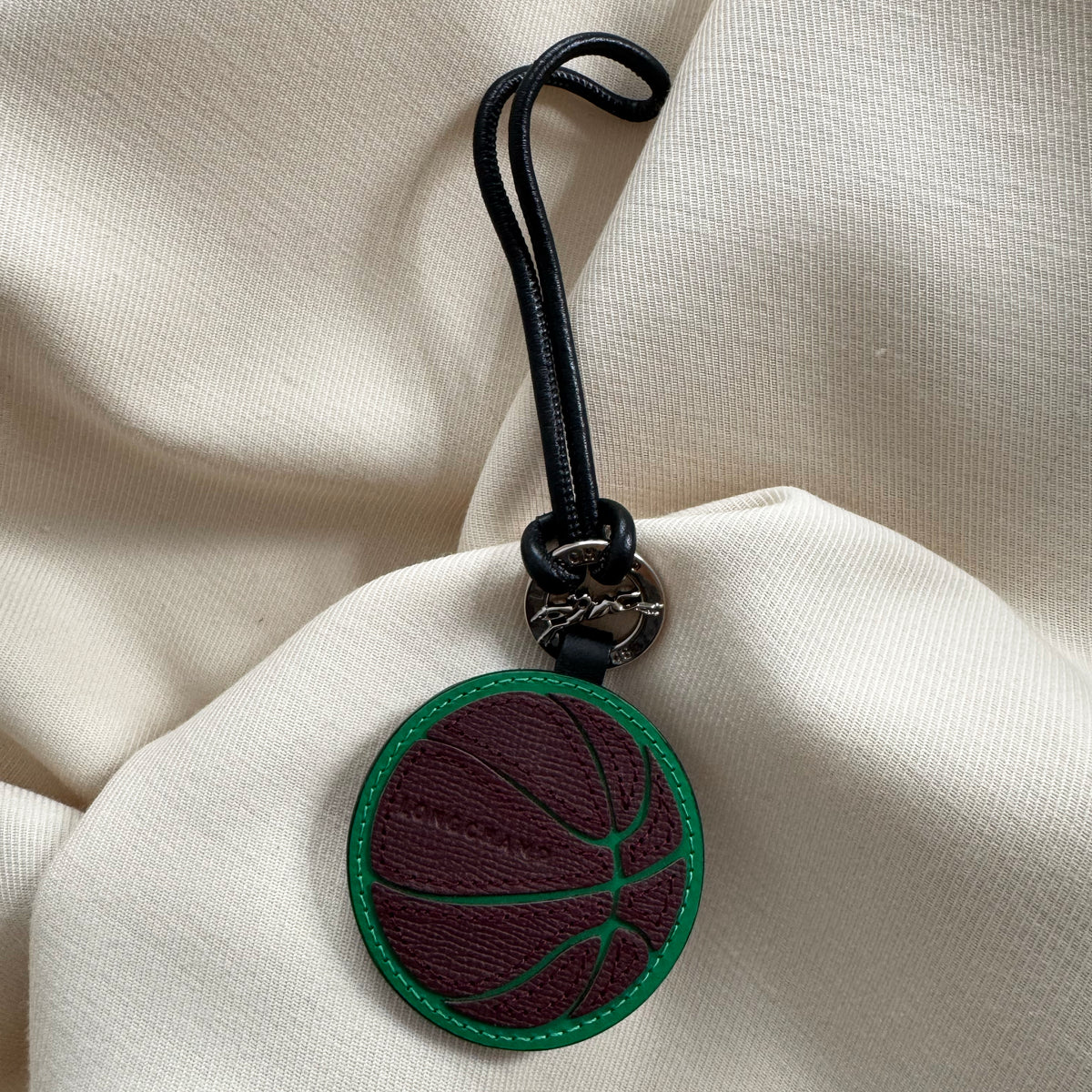 Longchamp "Dribble" Keychain in Green/Brown