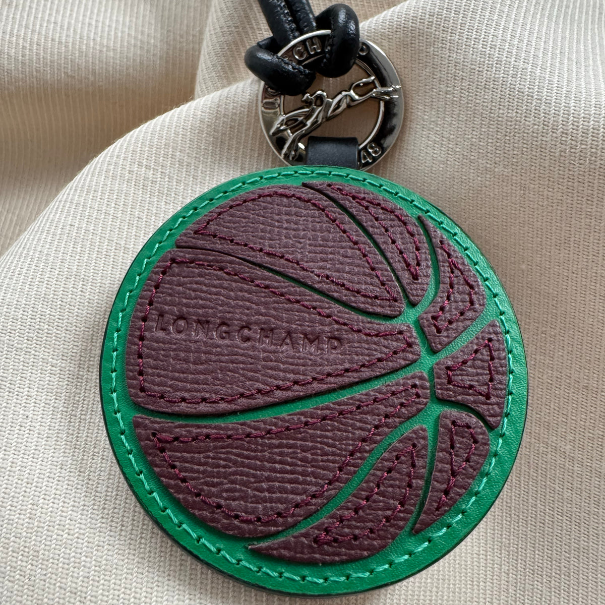 Longchamp "Dribble" Keychain in Green/Brown