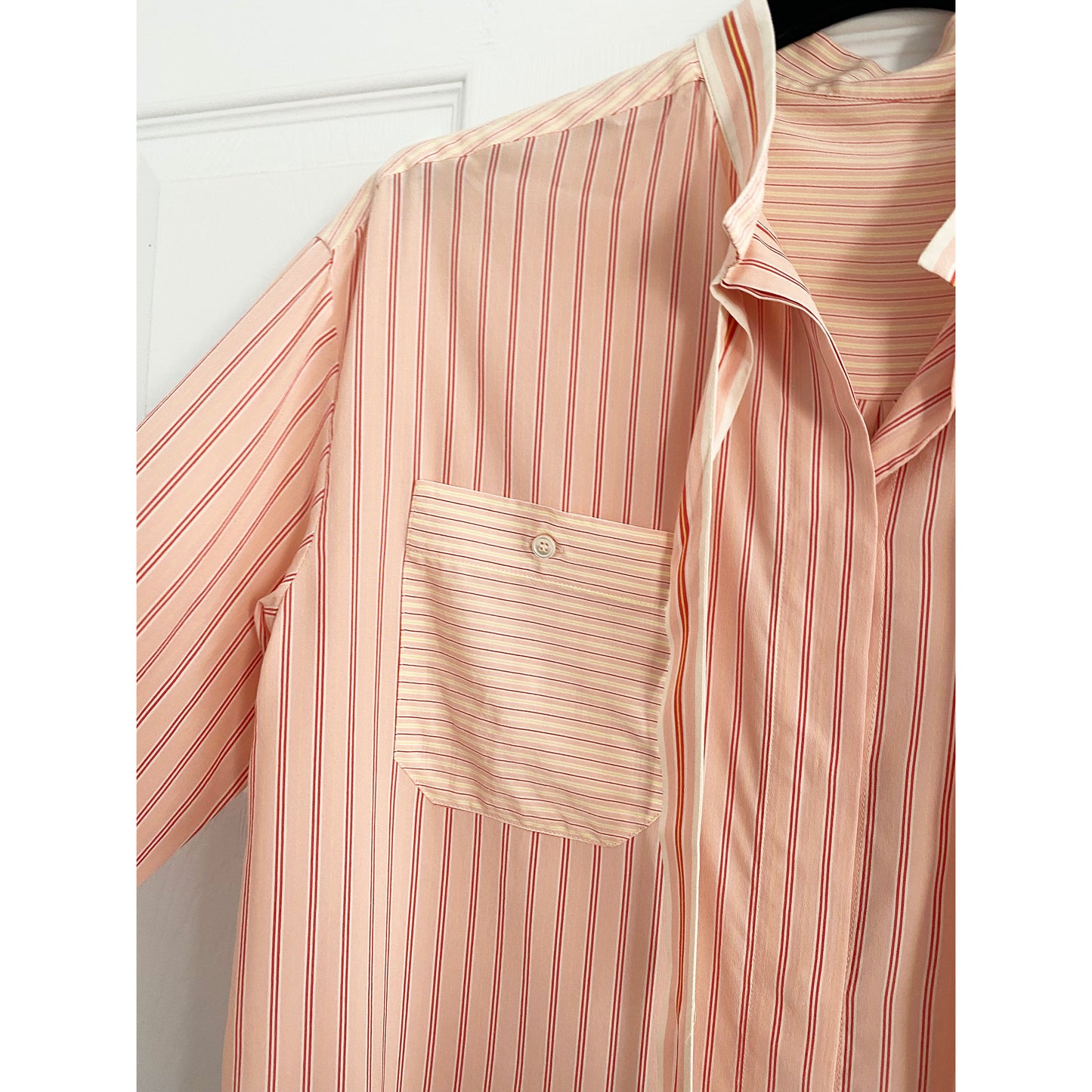 Loro Piana Pink Striped Silk Blouse, size 42 (fits like size 6/8)