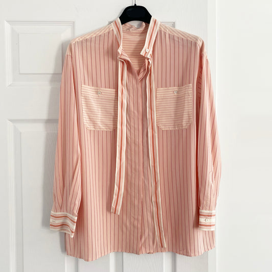 Loro Piana Pink Striped Silk Blouse, size 42 (fits like size 6/8)