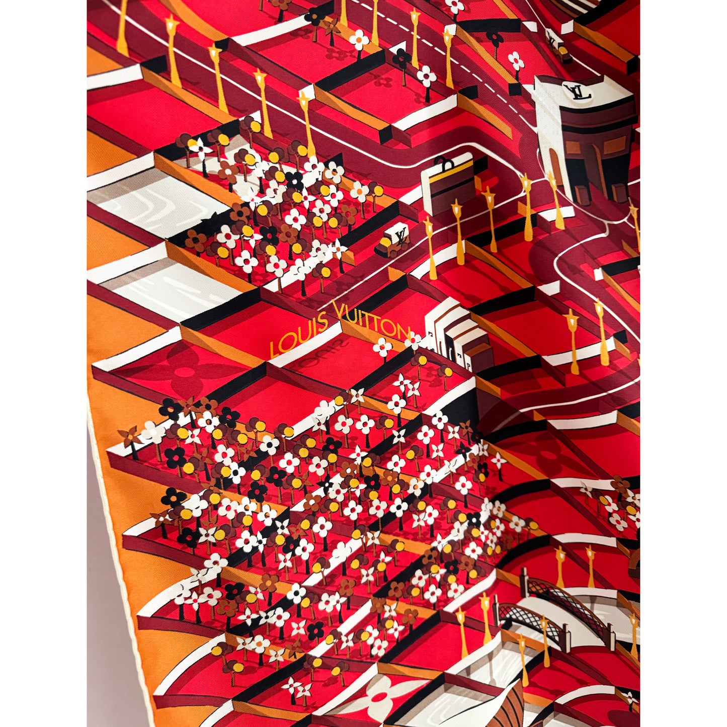 Louis Vuitton 90cm Silk Square Scarf in Red