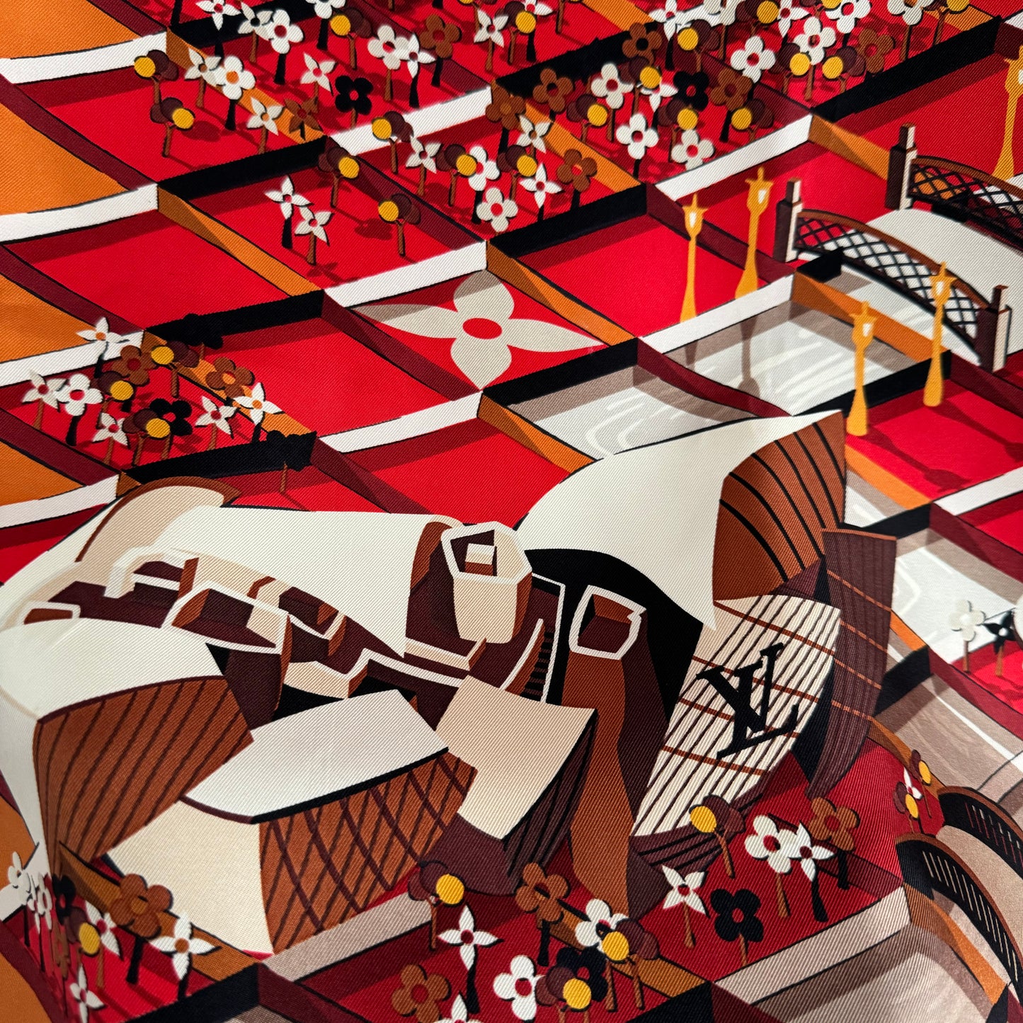 Louis Vuitton 90cm Silk Square Scarf in Red