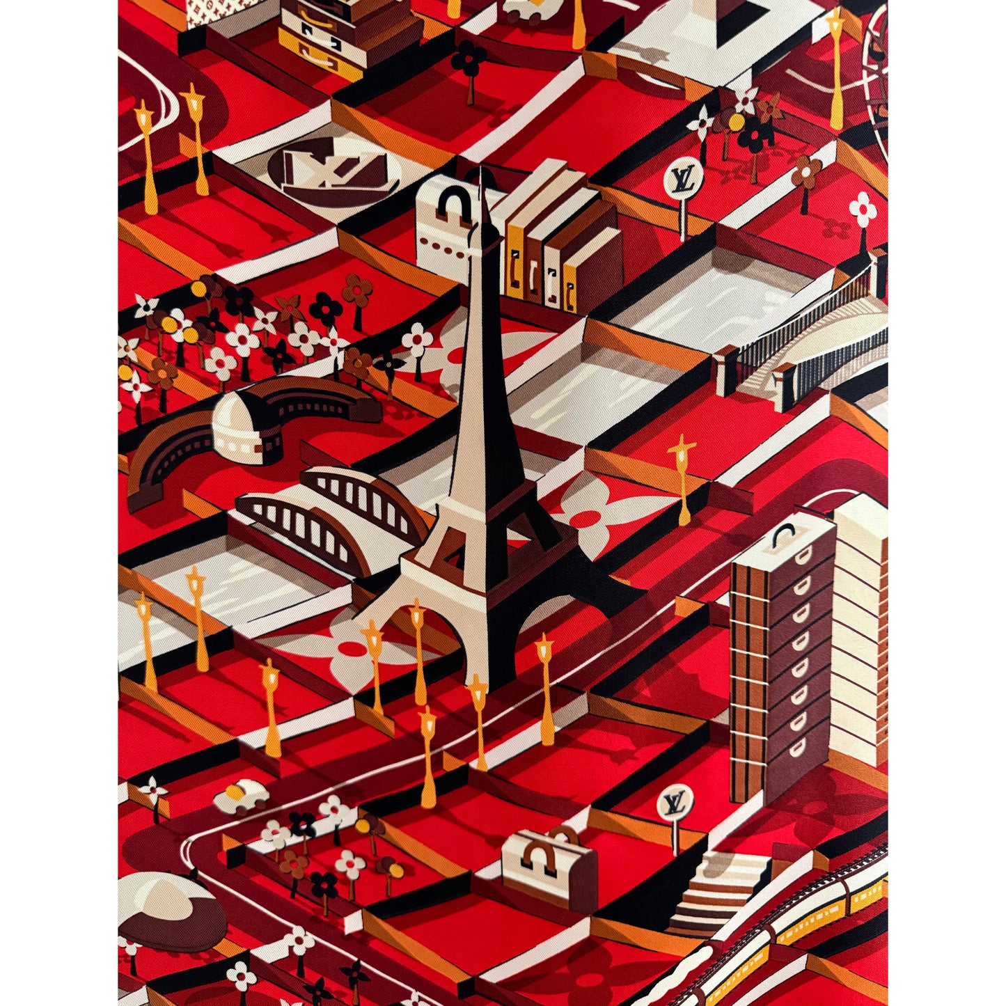 Louis Vuitton 90cm Silk Square Scarf in Red