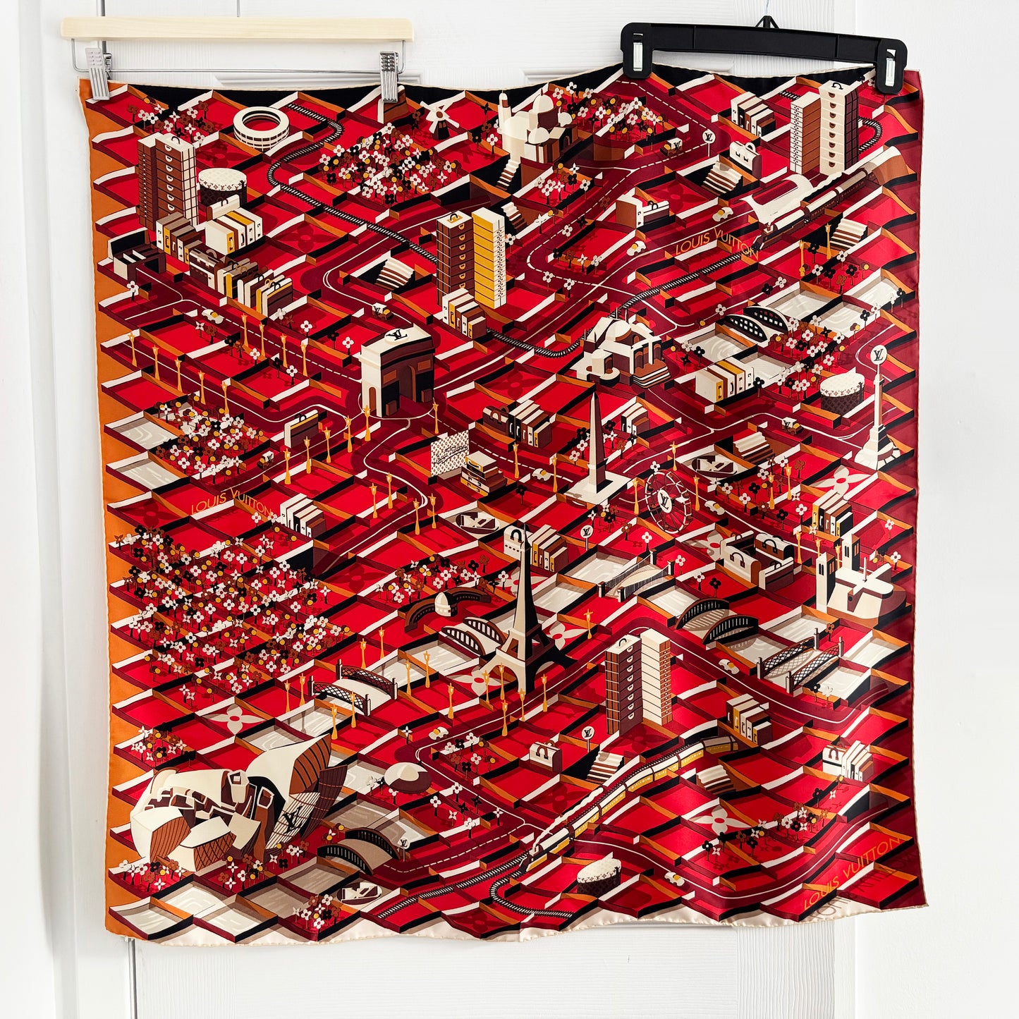 Louis Vuitton 90cm Silk Square Scarf in Red