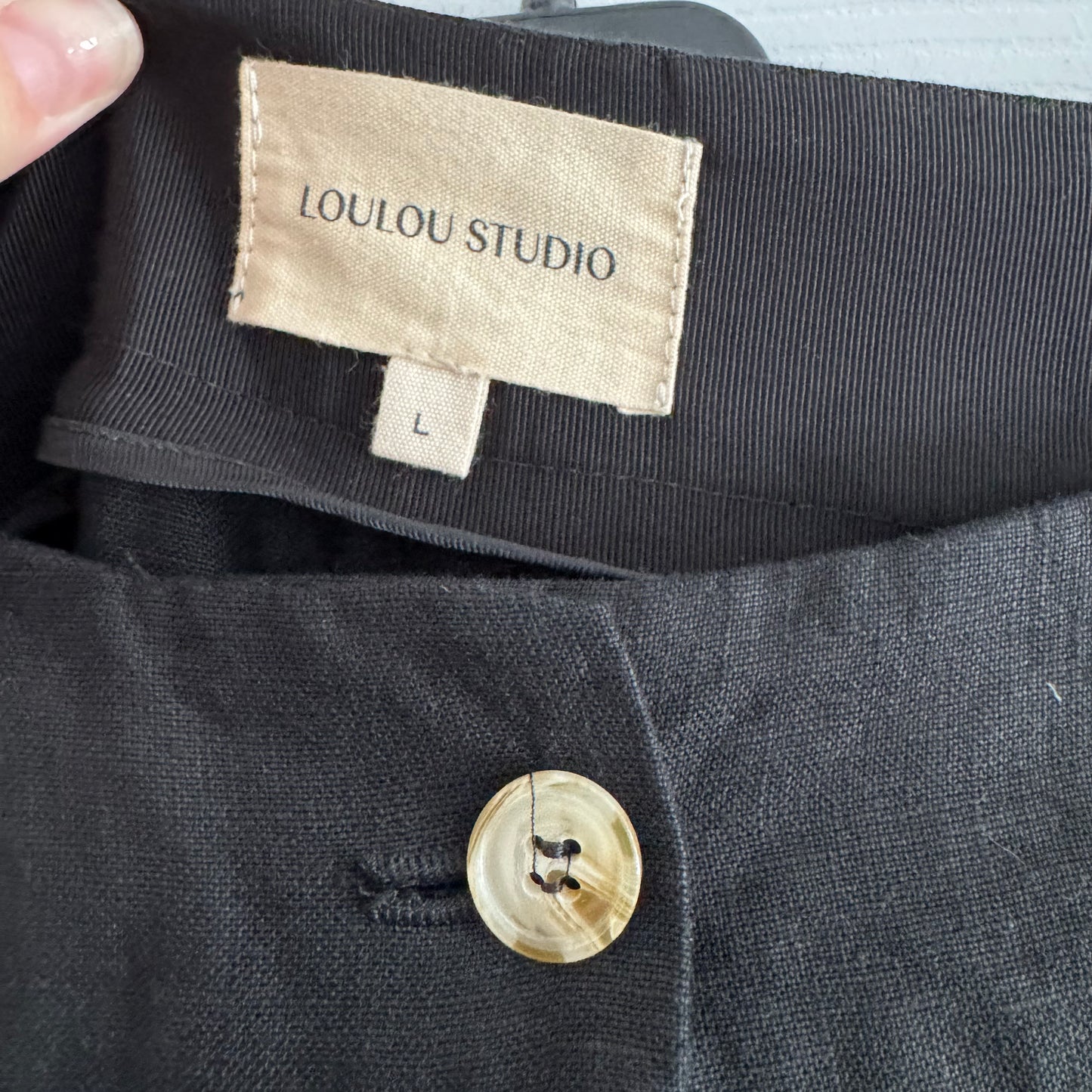 Loulou Studio "Baiyan" Linen Wide Leg Pants in Black, size Large (fits size medium)