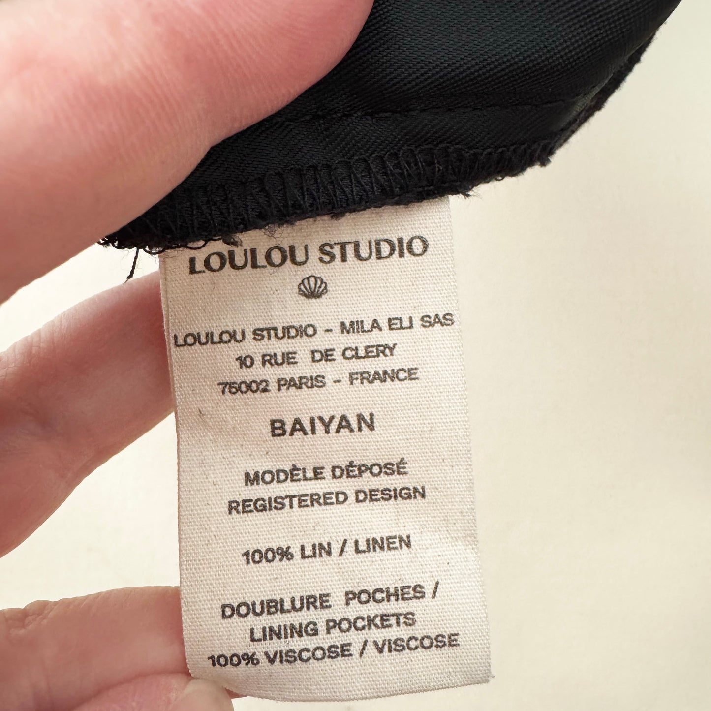 Loulou Studio "Baiyan" Linen Wide Leg Pants in Black, size Large (fits size medium)