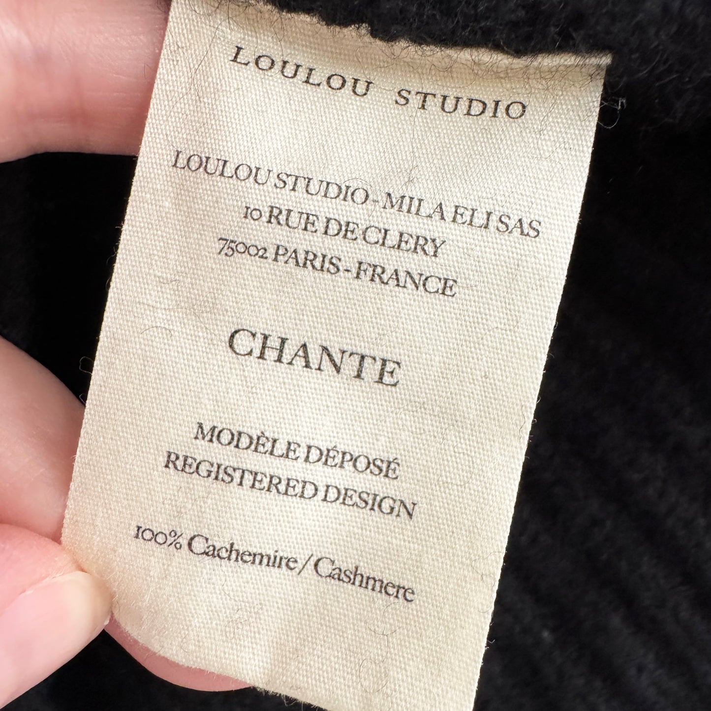 Loulou Studio "Chante" Cropped Cashmere Sweater in Black, size Large