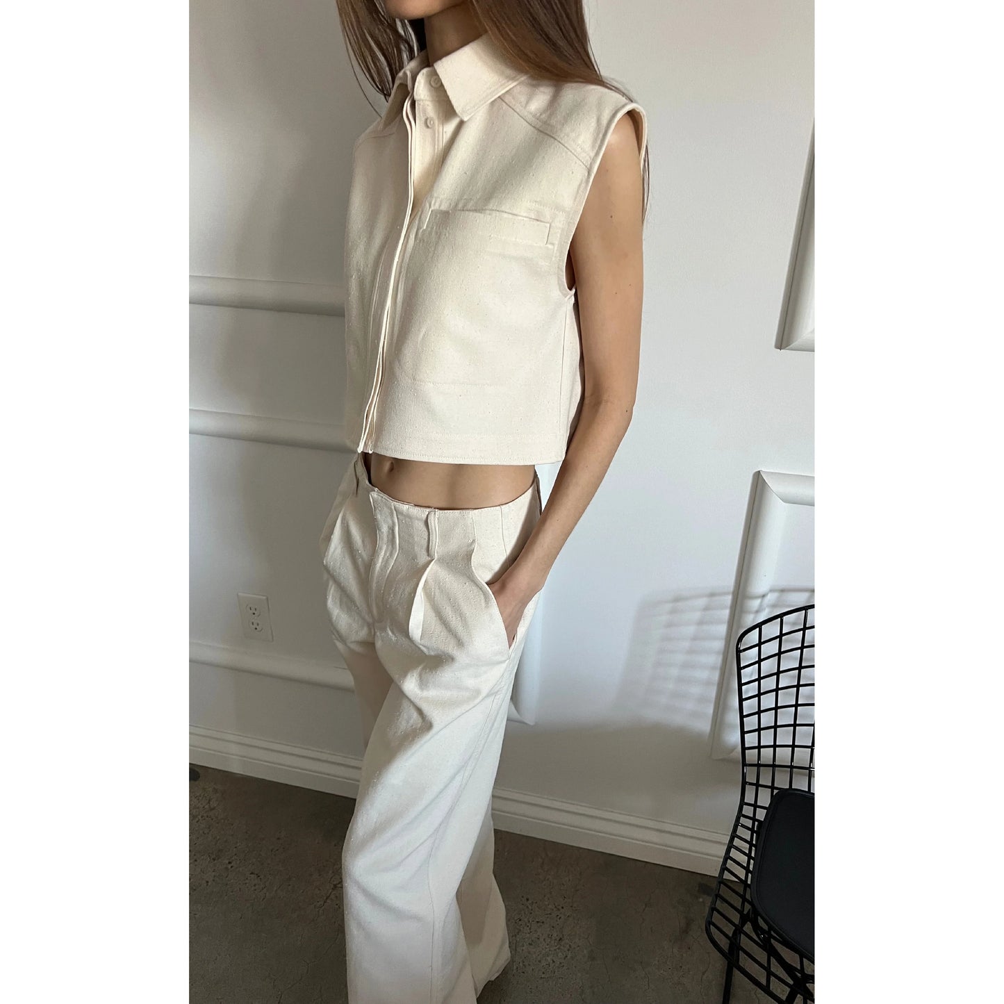 LouLou Studio "Jiva" Pants in Ivory, size XS ** hemmed **