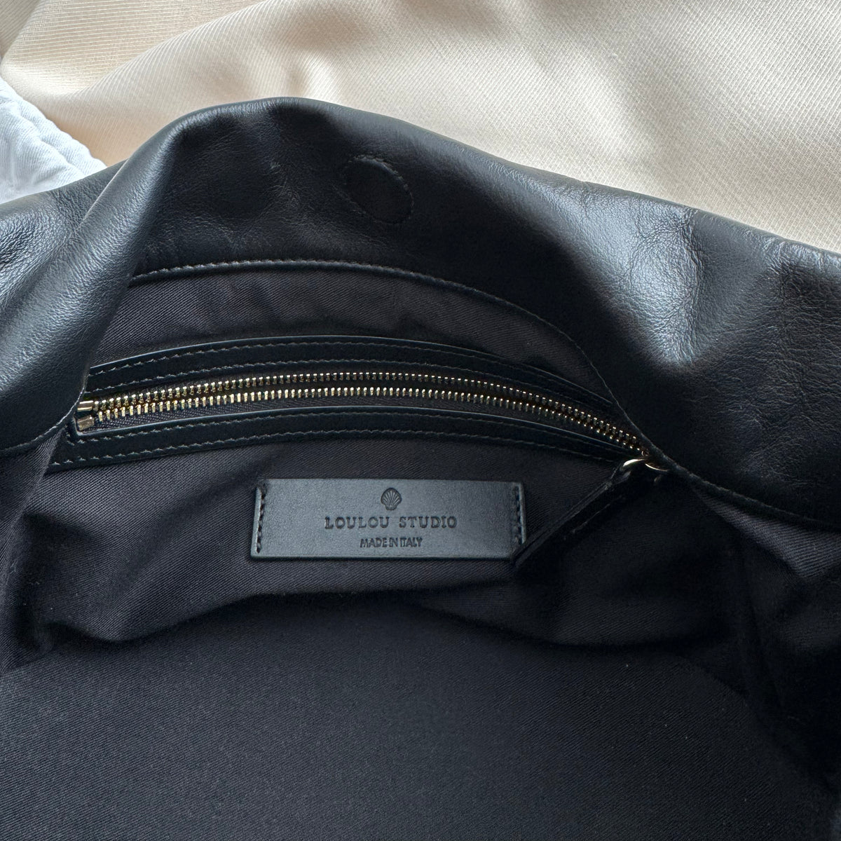 Loulou Studio "Lou" Soft Leather Pouch in Black