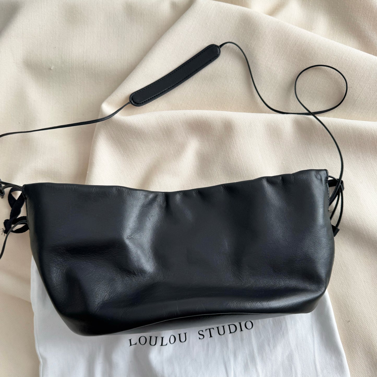 Loulou Studio "Lou" Soft Leather Pouch in Black