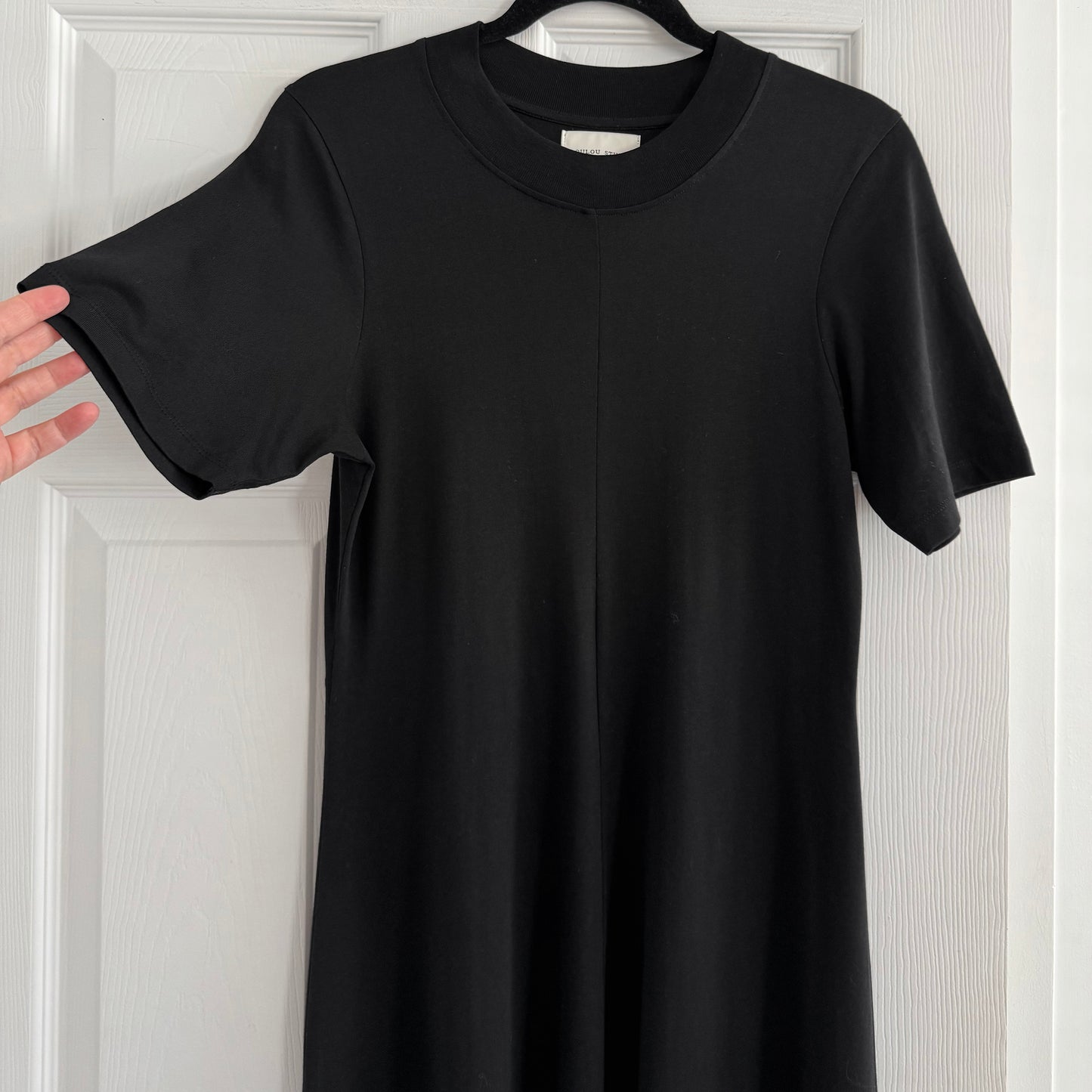 Loulou Studio "Sola" T-Shirt Dress in Black, size Medium (fits S/M)
