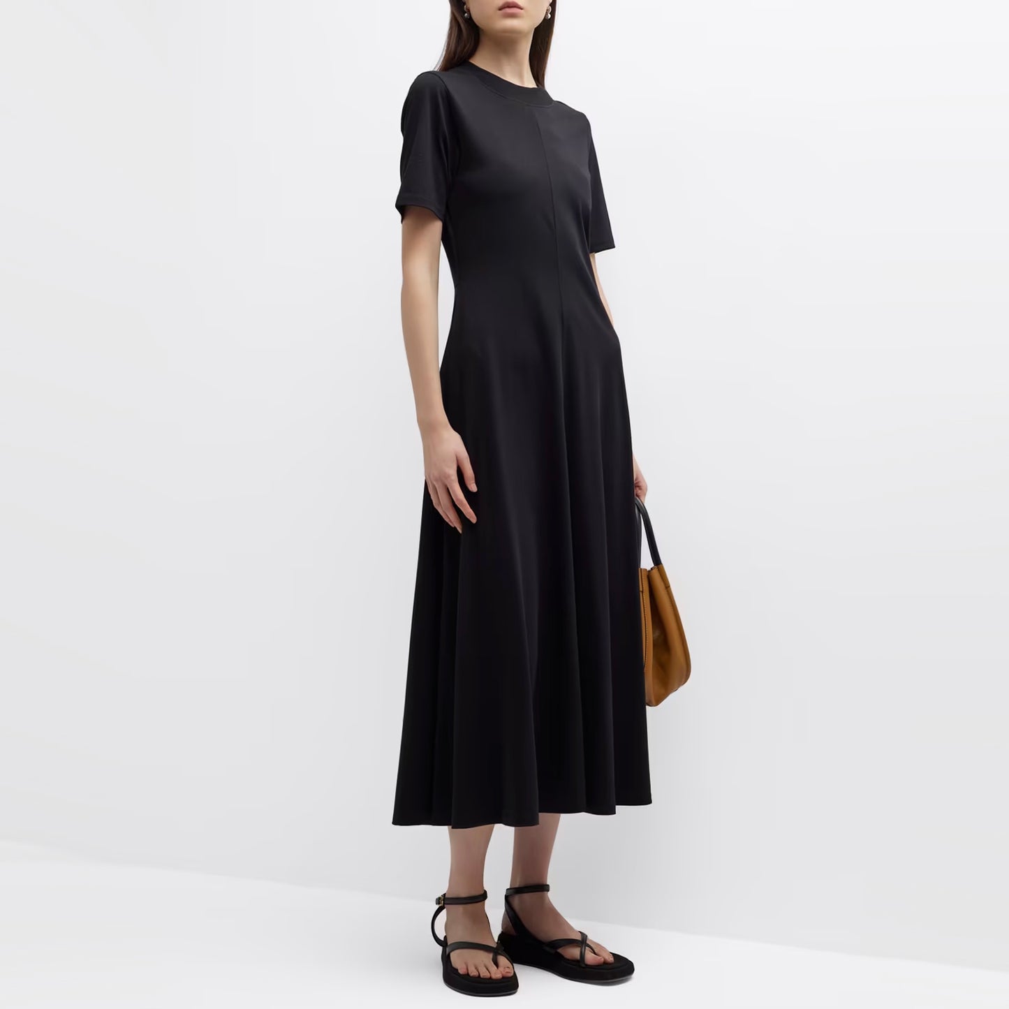 Loulou Studio "Sola" T-Shirt Dress in Black, size Medium (fits S/M)