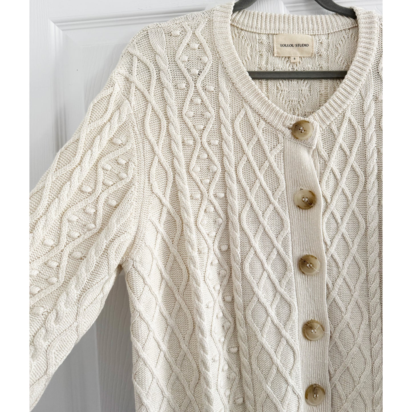 LouLou Studio "Vilm" Cardigan in Ivory, size Small (fits S/M)