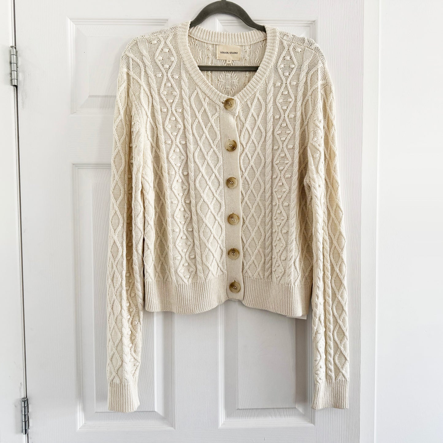 LouLou Studio "Vilm" Cardigan in Ivory, size Small (fits S/M)