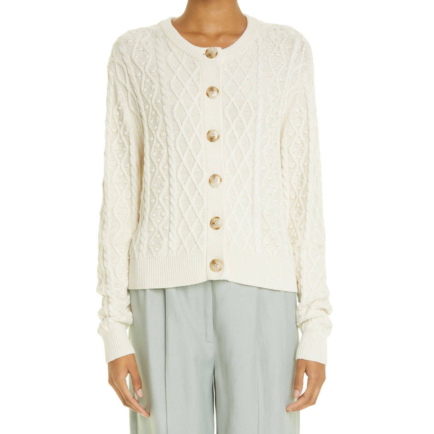 LouLou Studio "Vilm" Cardigan in Ivory, size Small (fits S/M)