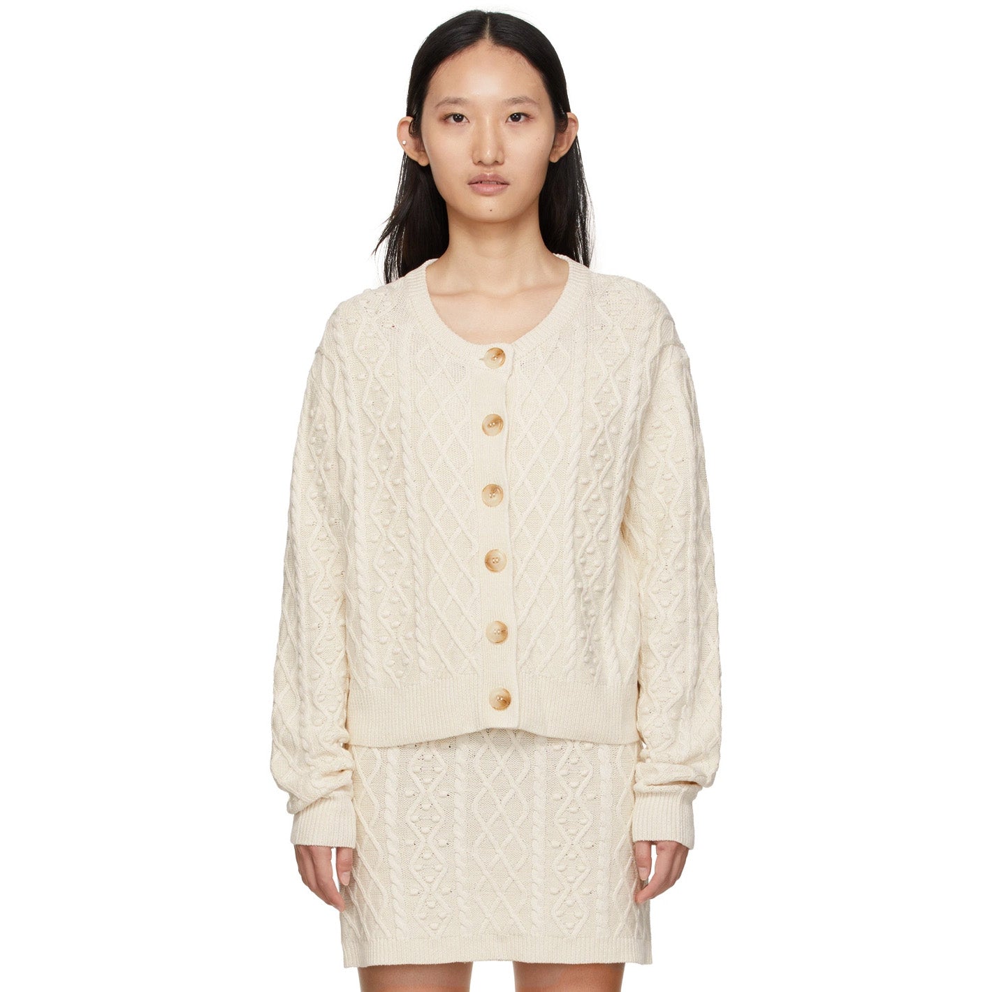 LouLou Studio "Vilm" Cardigan in Ivory, size Small (fits S/M)
