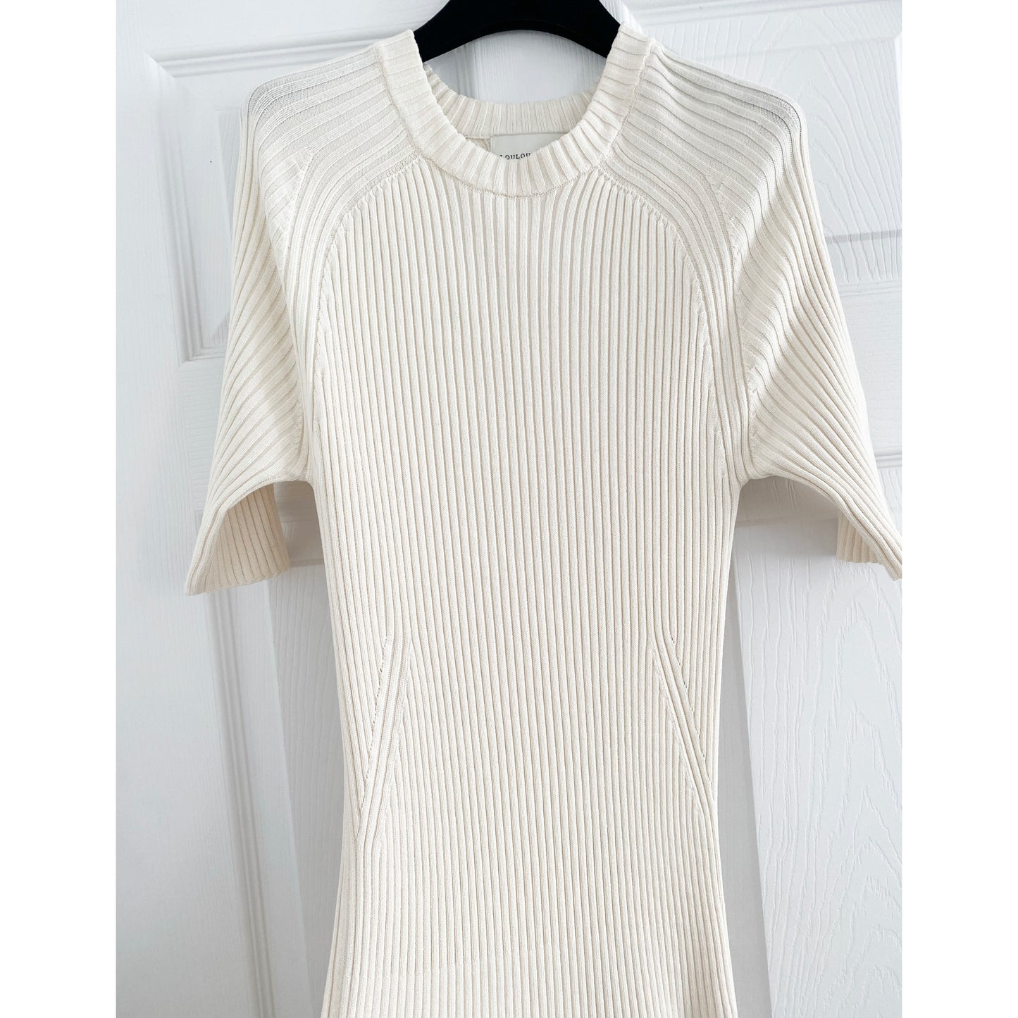 Loulou Studio "Seron" Ribbed Knit Dress in Ivory, size large (fits S-M)