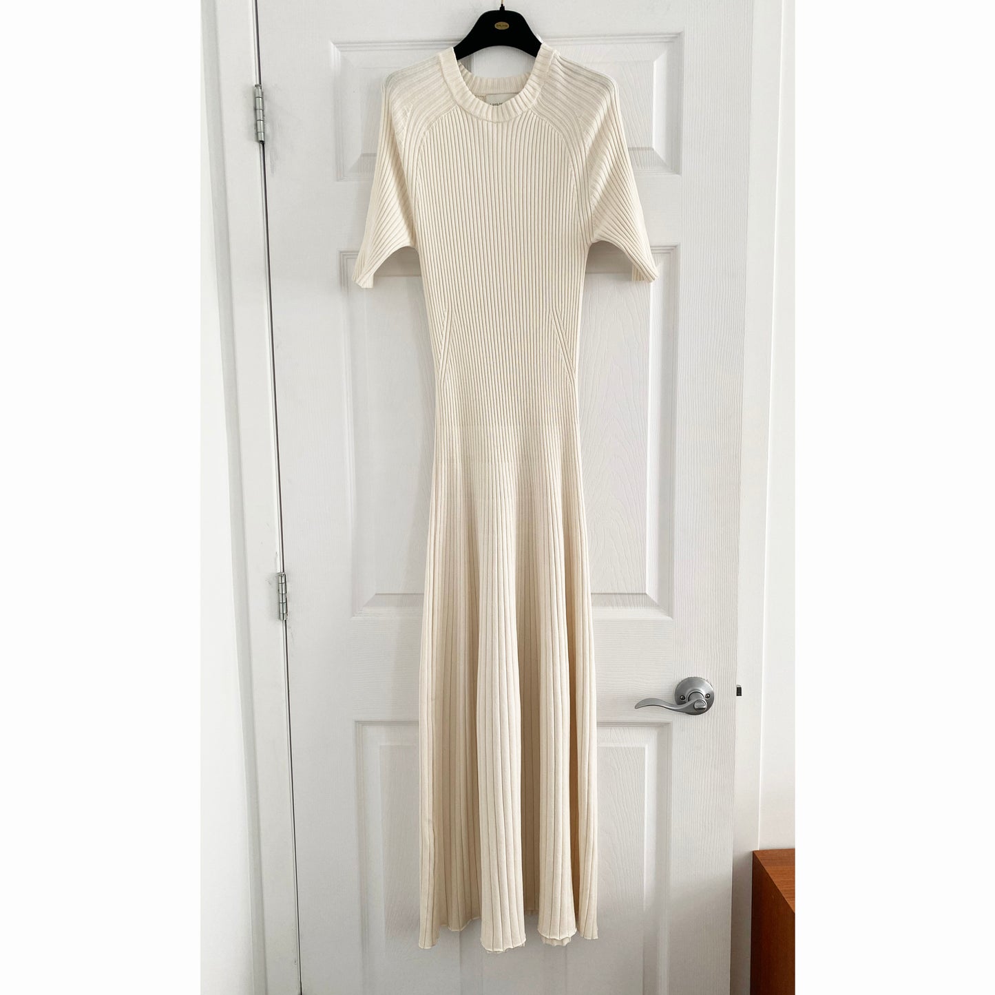 Loulou Studio "Seron" Ribbed Knit Dress in Ivory, size large (fits S-M)