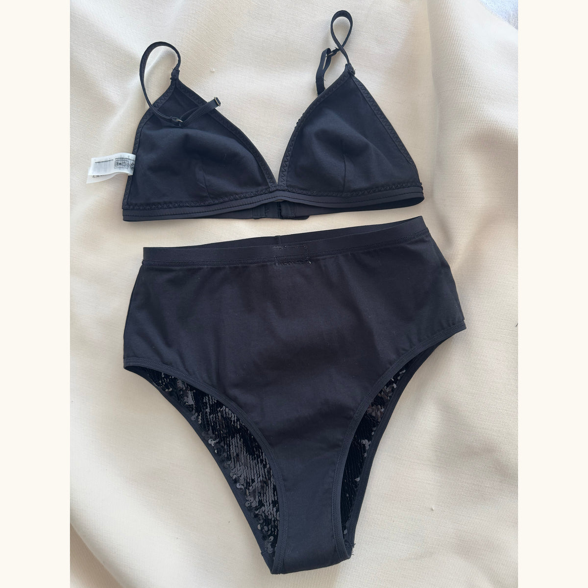 Love Stories Sequin Lingerie Set in Black, size Small