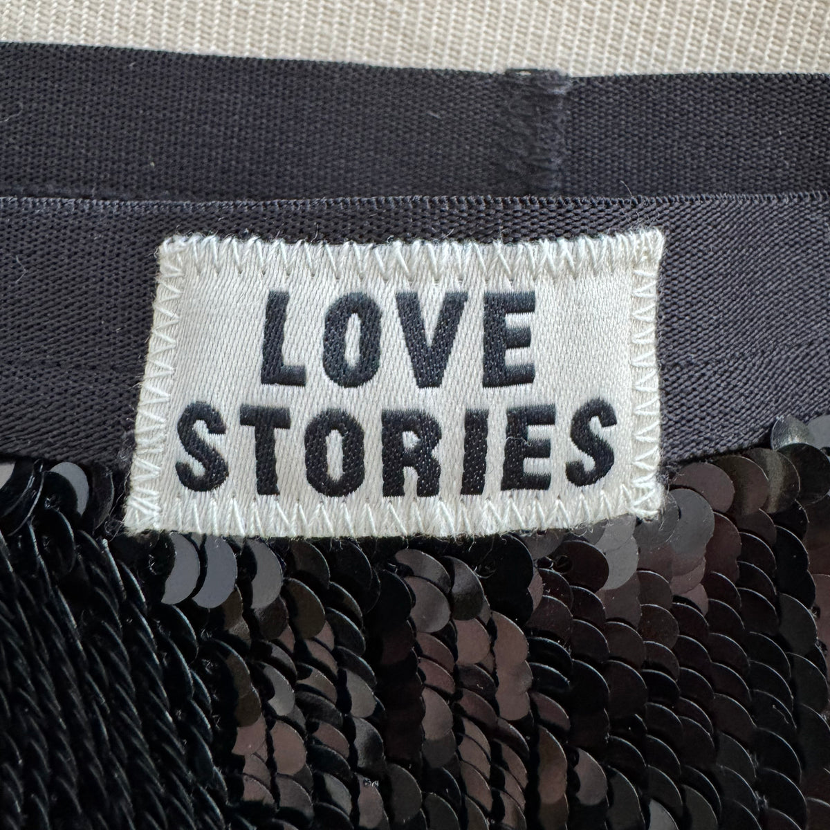 Love Stories Sequin Lingerie Set in Black, size Small