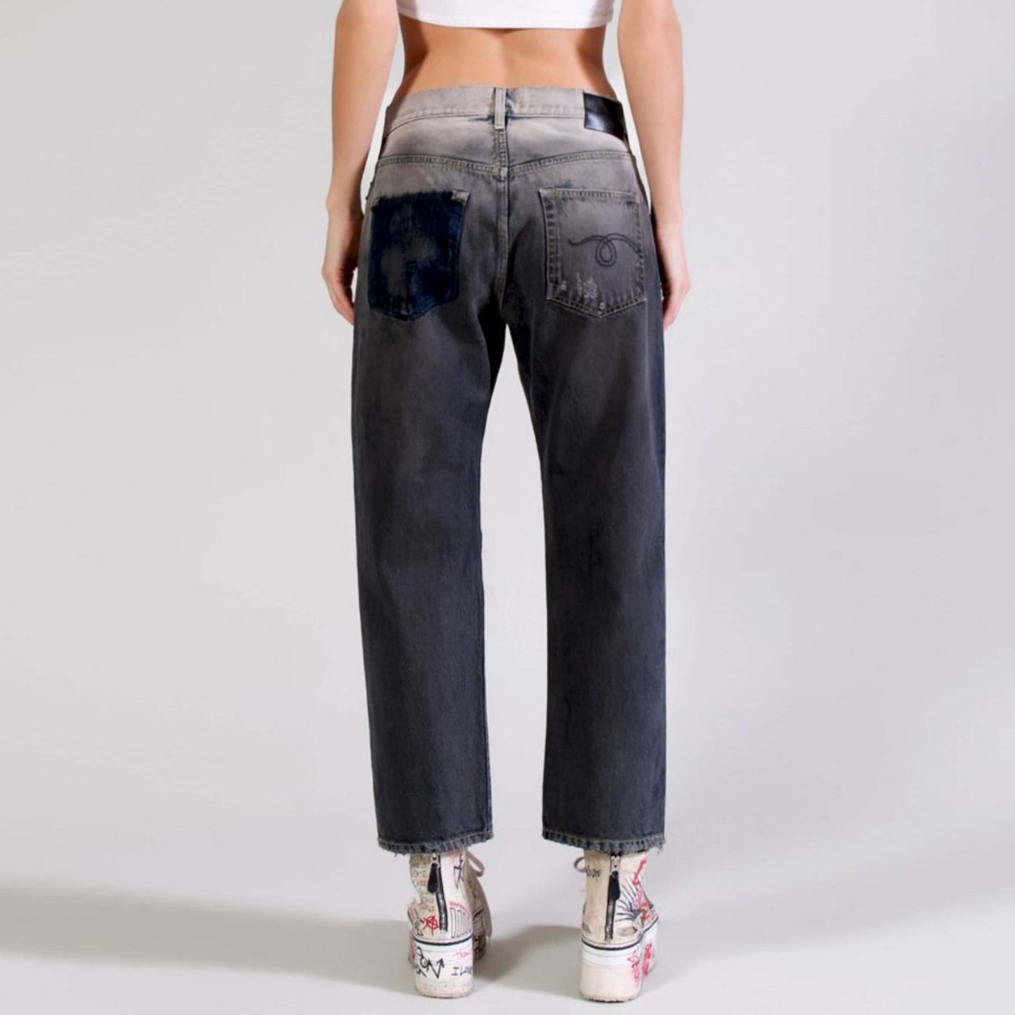 R13 Boyfriend Jeans in Faded Black, size 25 (fits like comfy 26)