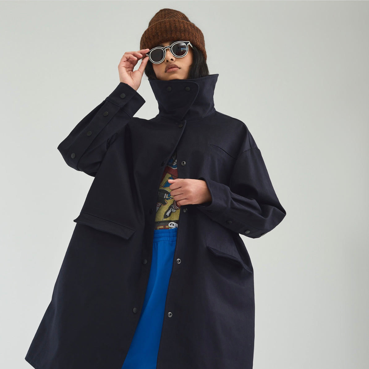 Luxton "Boomerang Trench"  in Navy, size M/L (fits M-XL)
