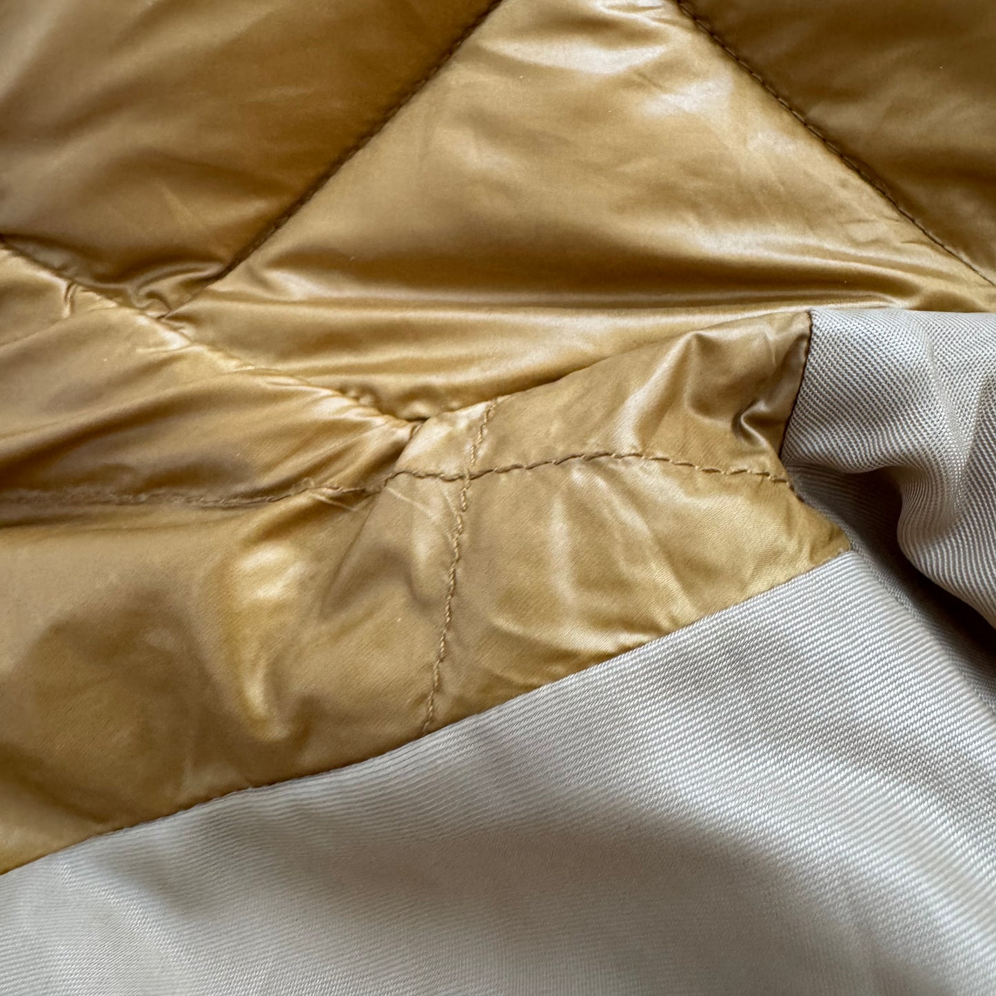 Luxton Quilted "Curve" Coat in Copper/Gold, size Medium