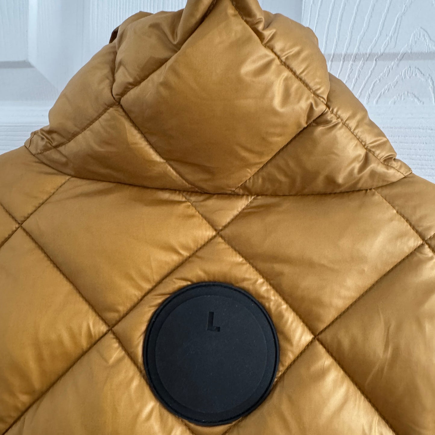 Luxton Quilted "Curve" Coat in Copper/Gold, size Medium