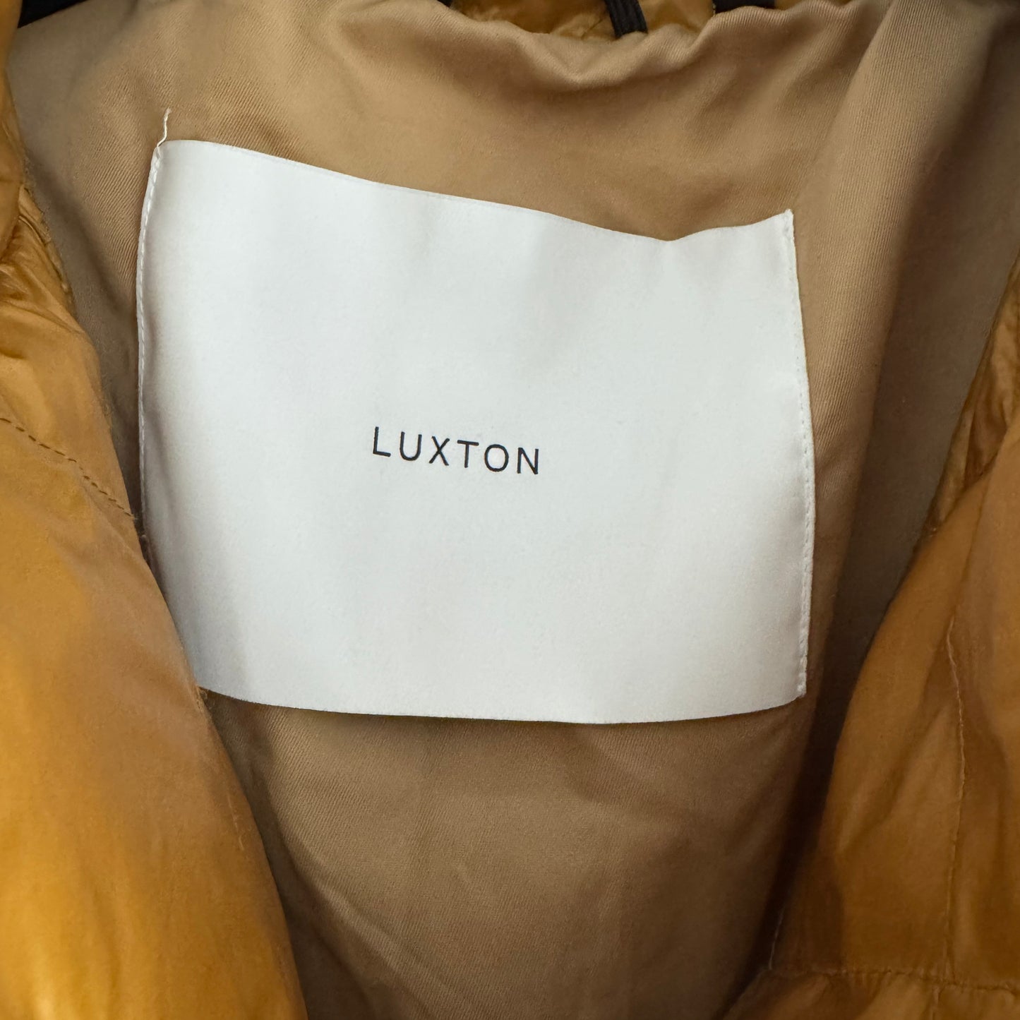 Luxton Quilted "Curve" Coat in Copper/Gold, size Medium