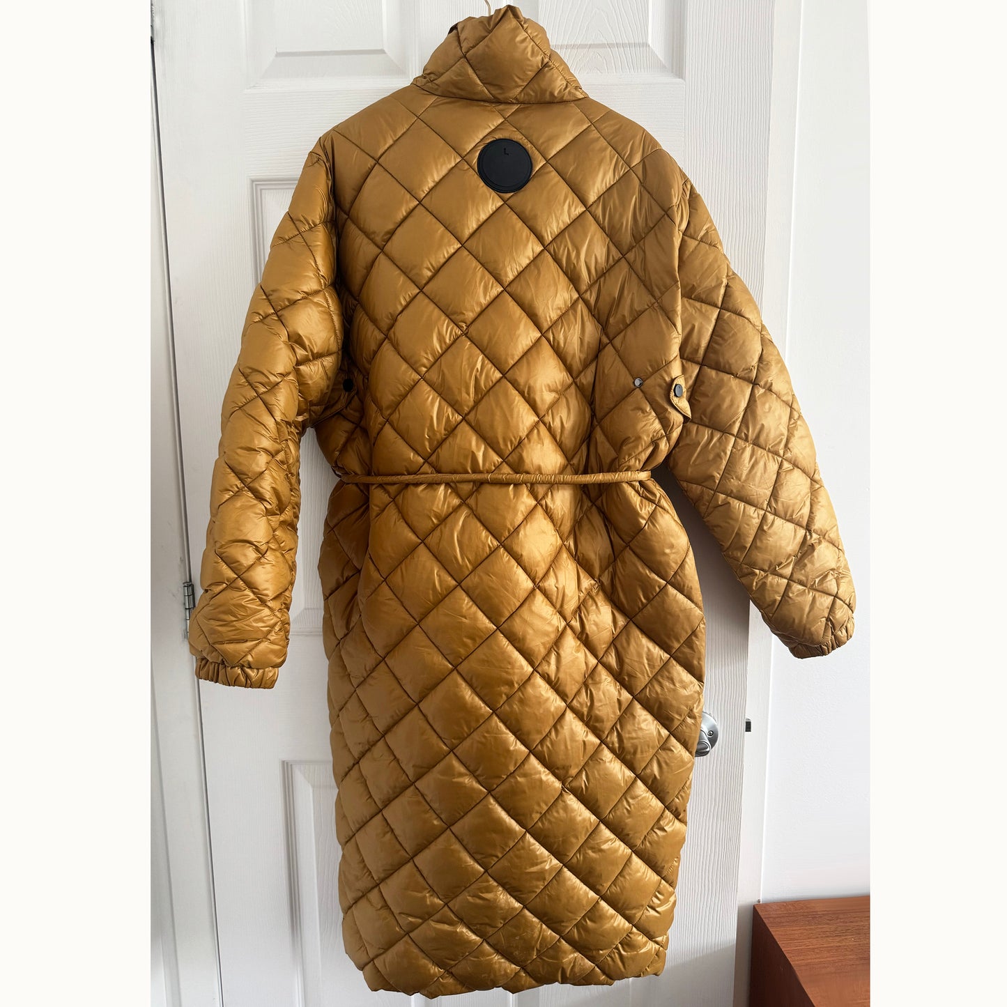 Luxton Quilted "Curve" Coat in Copper/Gold, size Medium