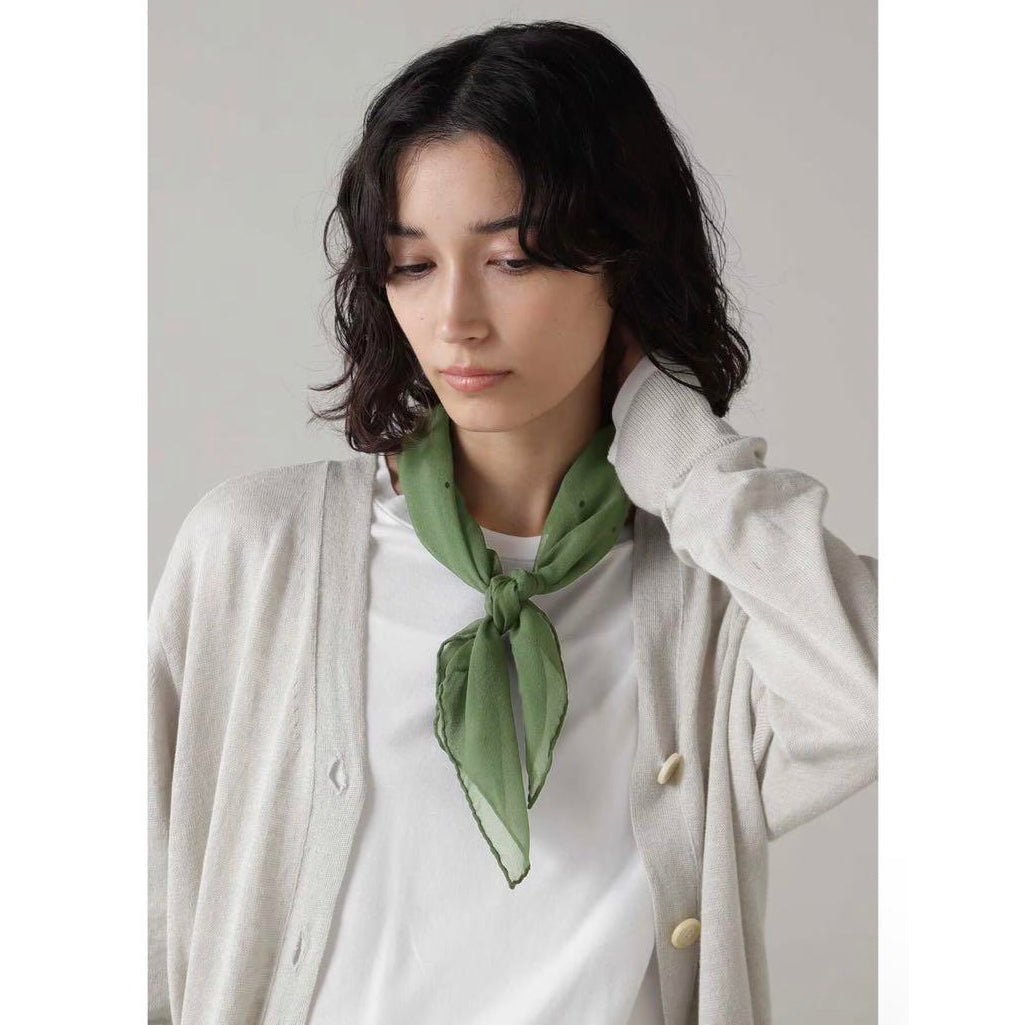 Margaret Howell Green Silk Polka Dot Scarf