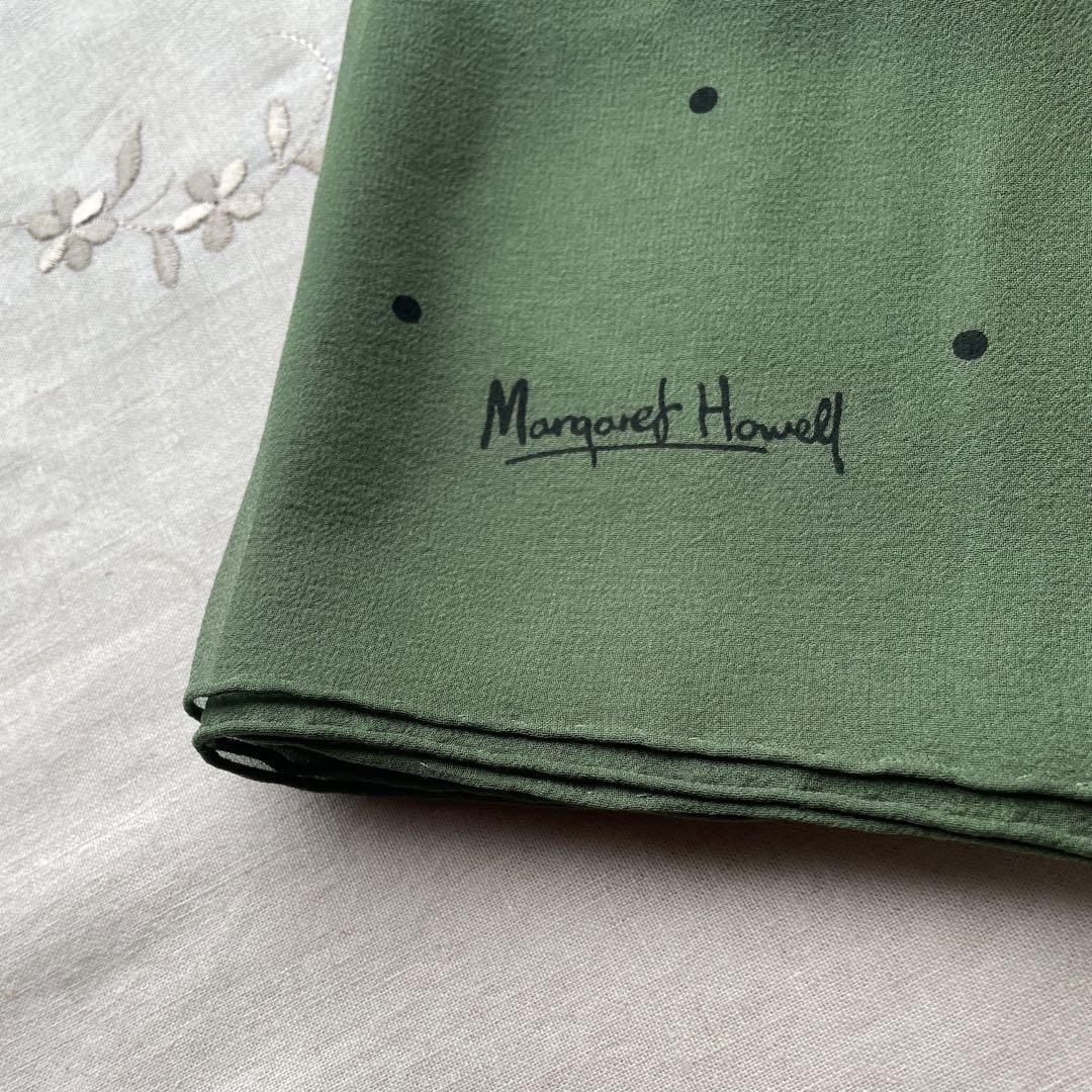 Margaret Howell Green Silk Polka Dot Scarf