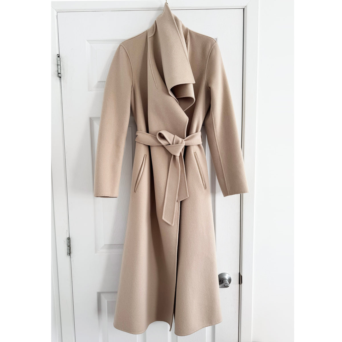 Mackage "Mai" Belted Doubleface Wool Coat in "Sand", size Small