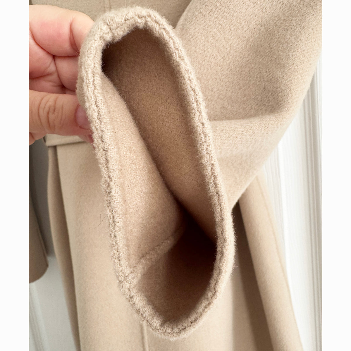 Mackage "Mai" Belted Doubleface Wool Coat in "Sand", size Small