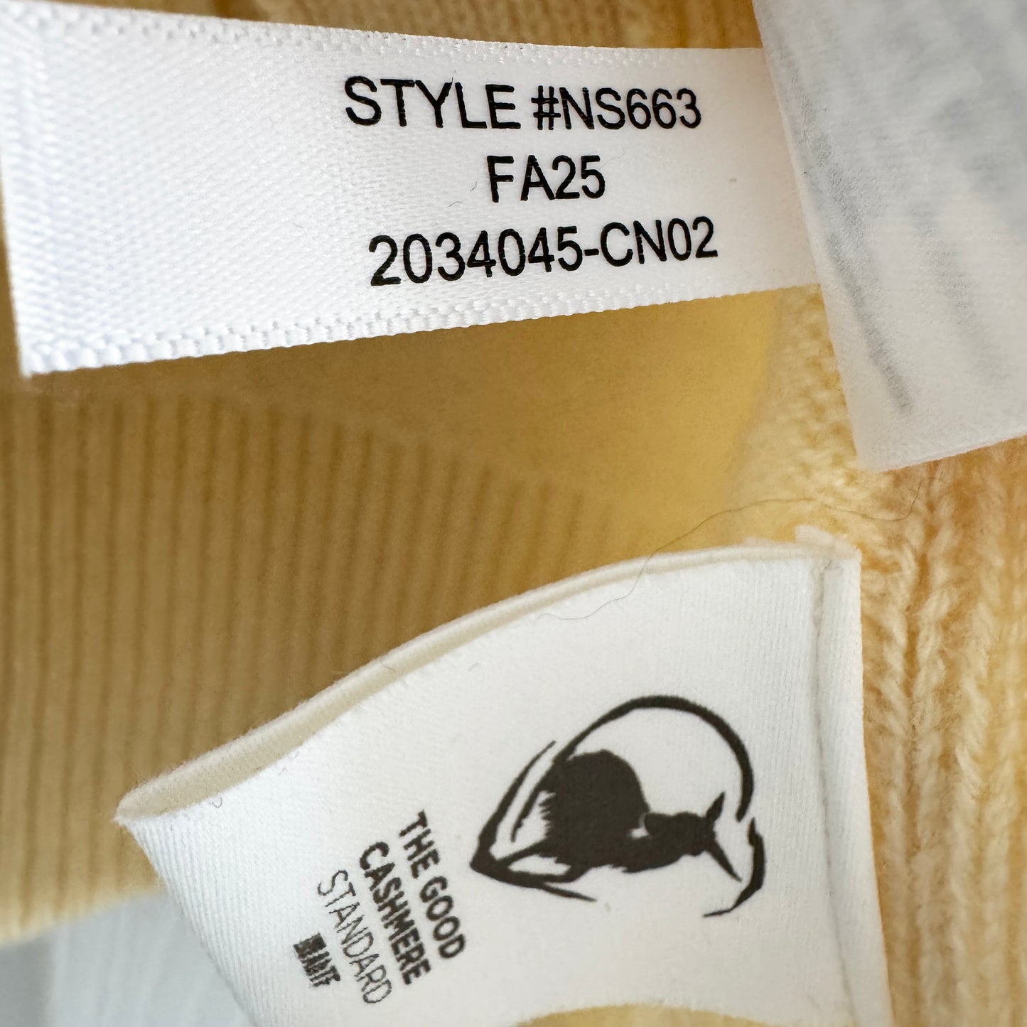 Madwell Cashmere Cardigan in "Lemon Chiffon", size Medium (fits size Small)