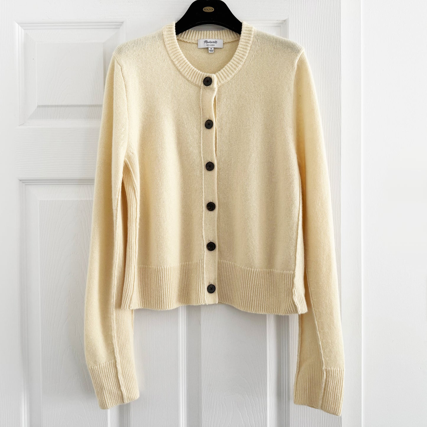 Madwell Cashmere Cardigan in "Lemon Chiffon", size Medium (fits size Small)