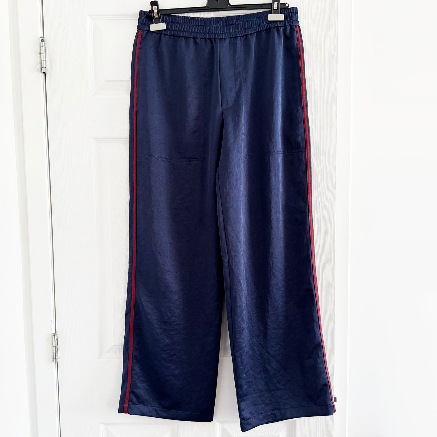Alexa Chung for Madewell Mick Satin Track Pant in Navy, size Medium