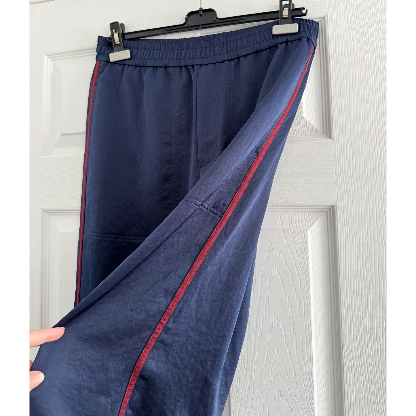 Alexa Chung for Madewell Mick Satin Track Pant in Navy, size Medium