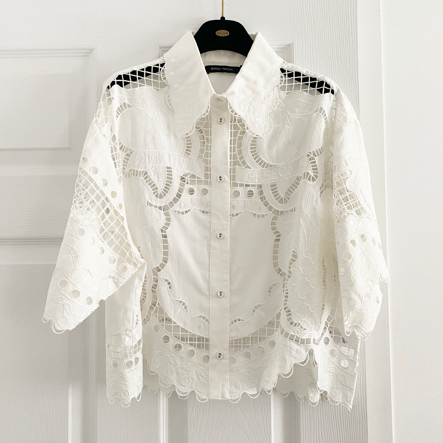 Magali Pascal "Frutta" Shirt in Off-White, Size Medium