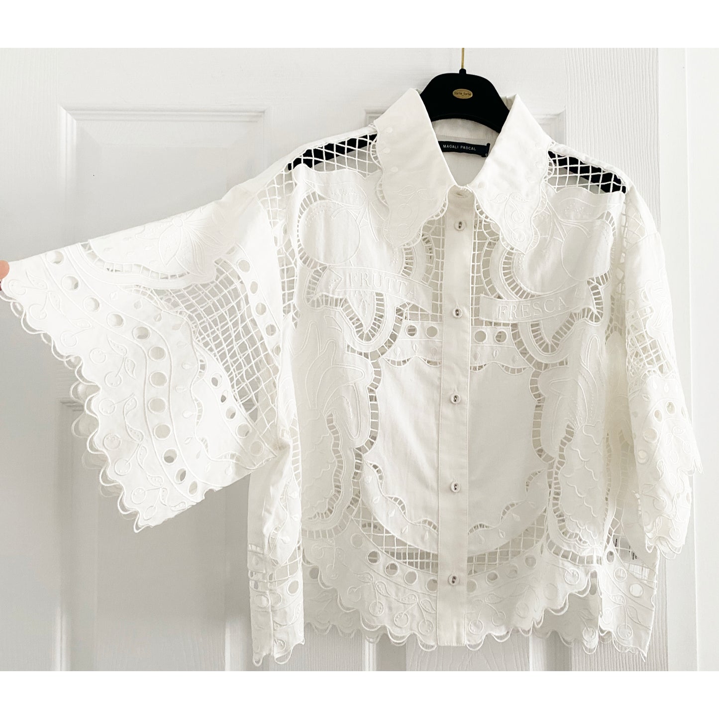 Magali Pascal "Frutta" Shirt in Off-White, Size Medium