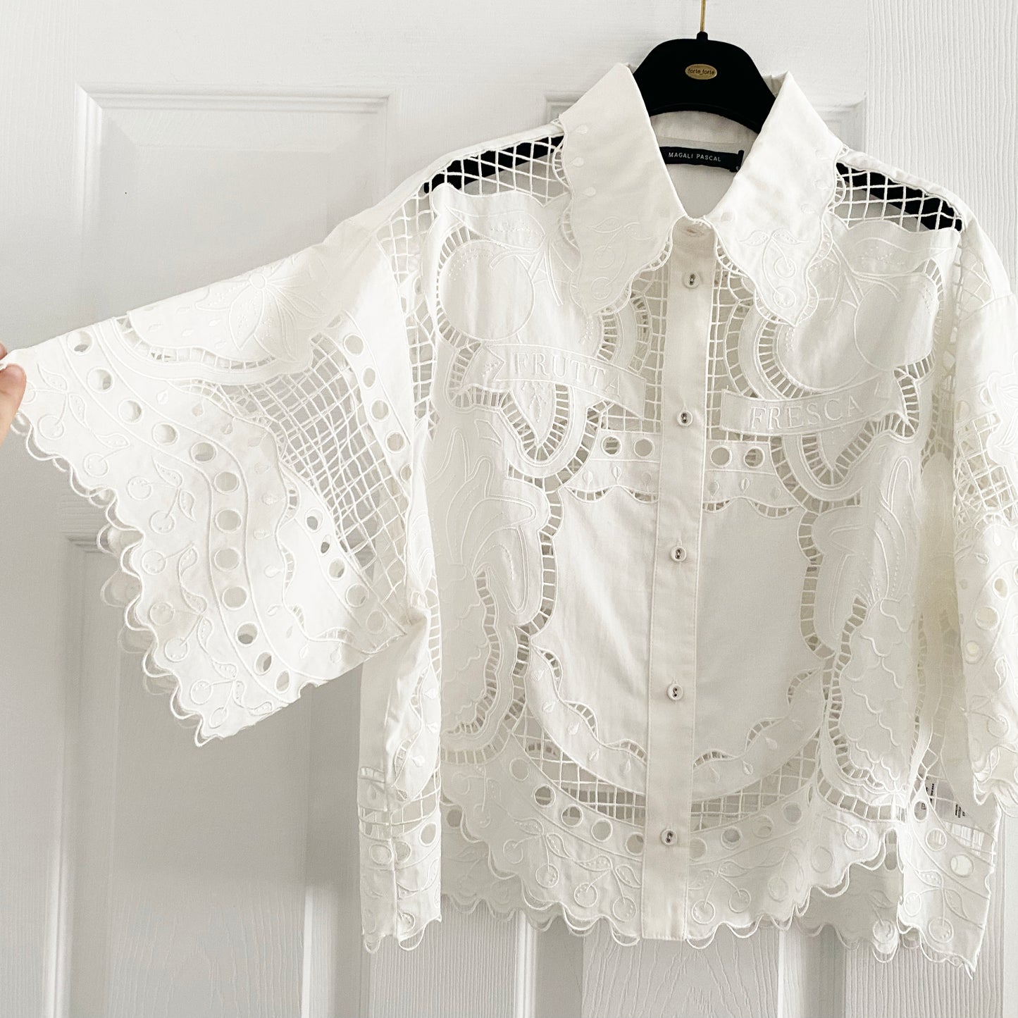 Magali Pascal "Frutta" Shirt in Off-White, Size Medium