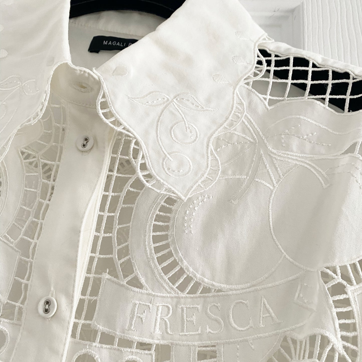 Magali Pascal "Frutta" Shirt in Off-White, Size Medium