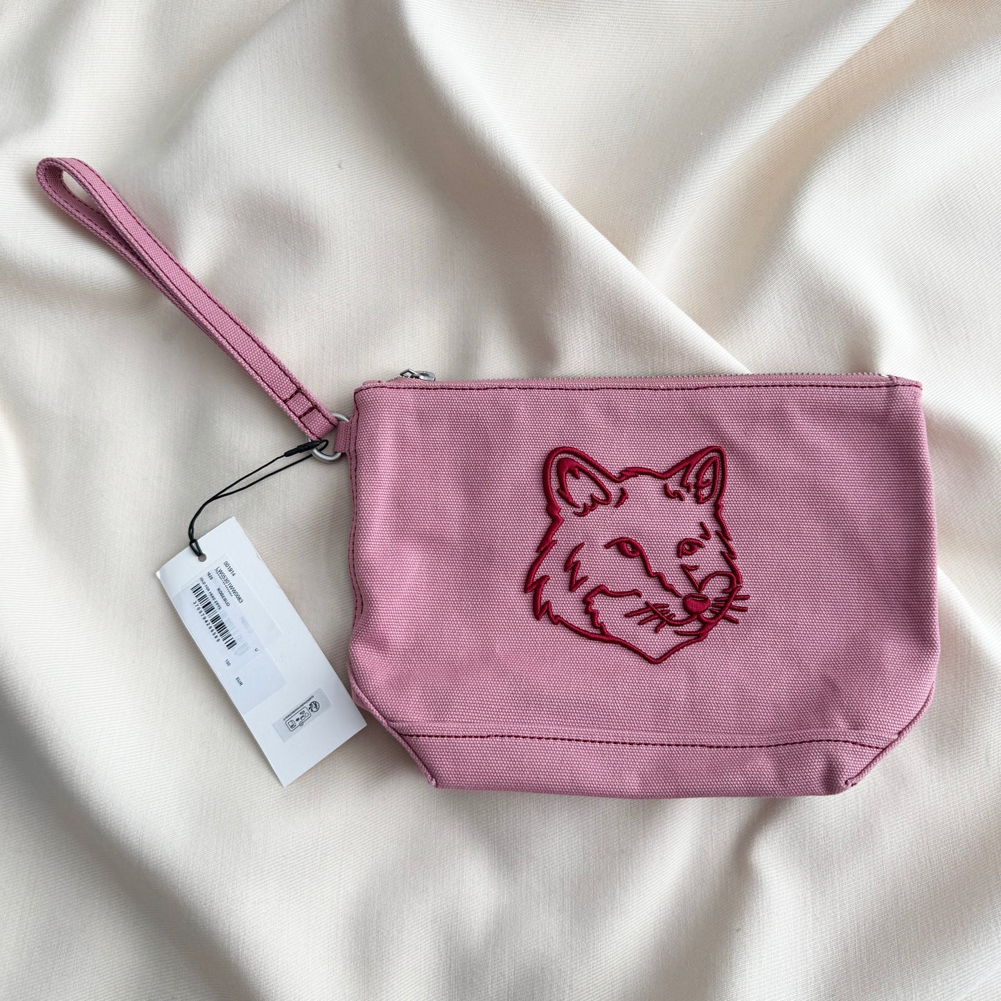 Maison Kitsune Fox Pouch in Faded Red