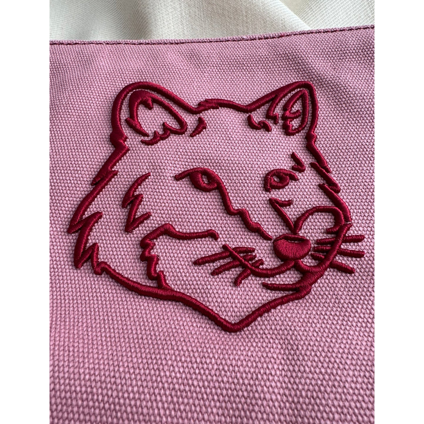 Maison Kitsune Fox Pouch in Faded Red