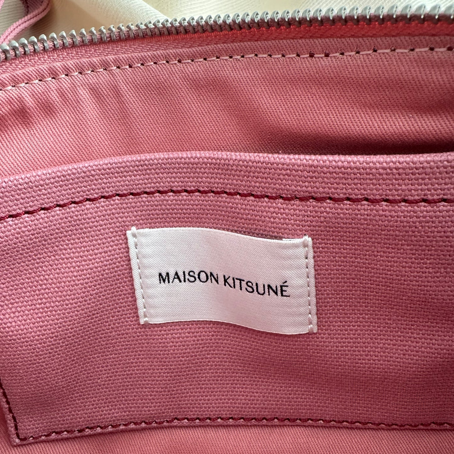 Maison Kitsune Fox Pouch in Faded Red