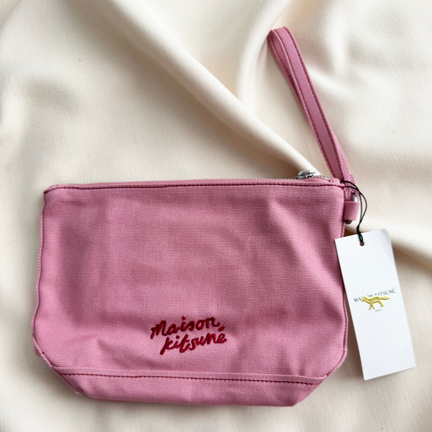 Maison Kitsune Fox Pouch in Faded Red