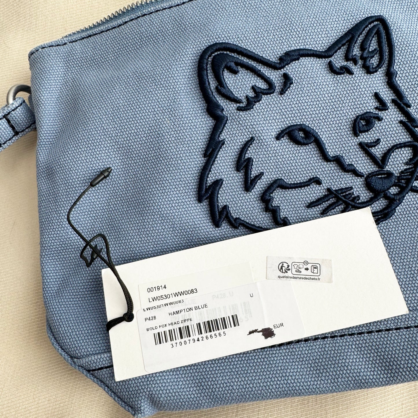 Maison Kitsune Fox Pouch in Blue